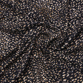 Tissu viscose noir à motif léopard miel doré et crème | Pretty mercerie | mercerie en ligne