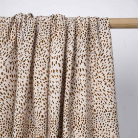 Tissu viscose crème à motif léopard chocolat et noir | Pretty mercerie | mercerie en ligne