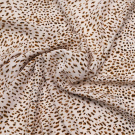Tissu viscose crème à motif léopard chocolat et noir | Pretty mercerie | mercerie en ligne