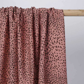 Tissu viscose terracotta à motif léopard chocolat et noir | Pretty mercerie | mercerie en ligne
