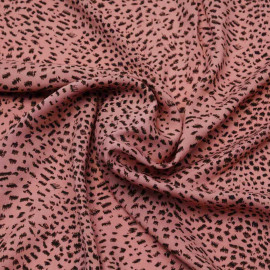 Tissu viscose terracotta à motif léopard chocolat et noir | Pretty mercerie | mercerie en ligne