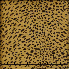 Tissu viscose moutarde à motif léopard chocolat et noir | Pretty mercerie | mercerie en ligne