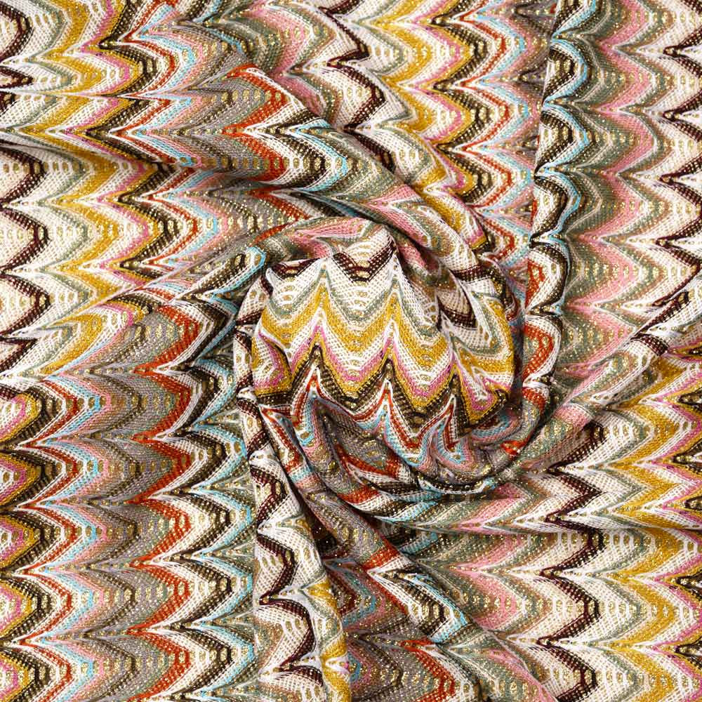 Tissu maille à paillettes à motif tissé chevron multicolore | Pretty Mercerie | mercerie en ligne