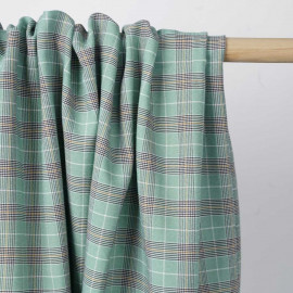 Tissu prince de Galles vert, moutarde, noir et blanc | pretty mercerie | mercerie en ligne