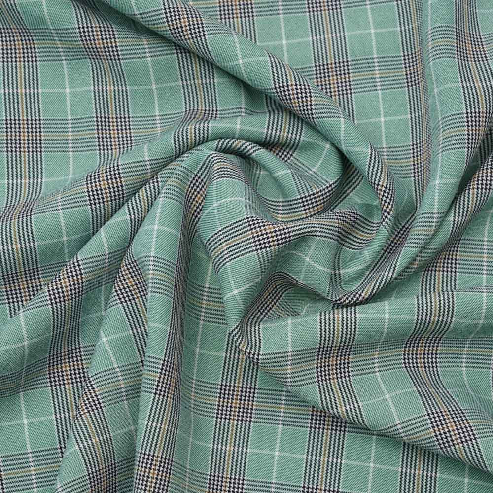 Tissu prince de Galles vert, moutarde, noir et blanc | pretty mercerie | mercerie en ligne