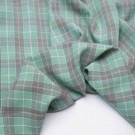 Tissu prince de Galles vert, moutarde, noir et blanc | pretty mercerie | mercerie en ligne