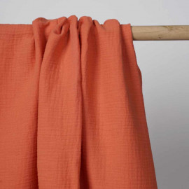 tissu double gaze de coton corail sucré | Pretty Mercerie | mercerie en ligne