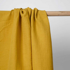tissu double gaze de coton lemon curry | Pretty Mercerie | mercerie en ligne
