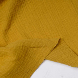 tissu double gaze de coton lemon curry | Pretty Mercerie | mercerie en ligne