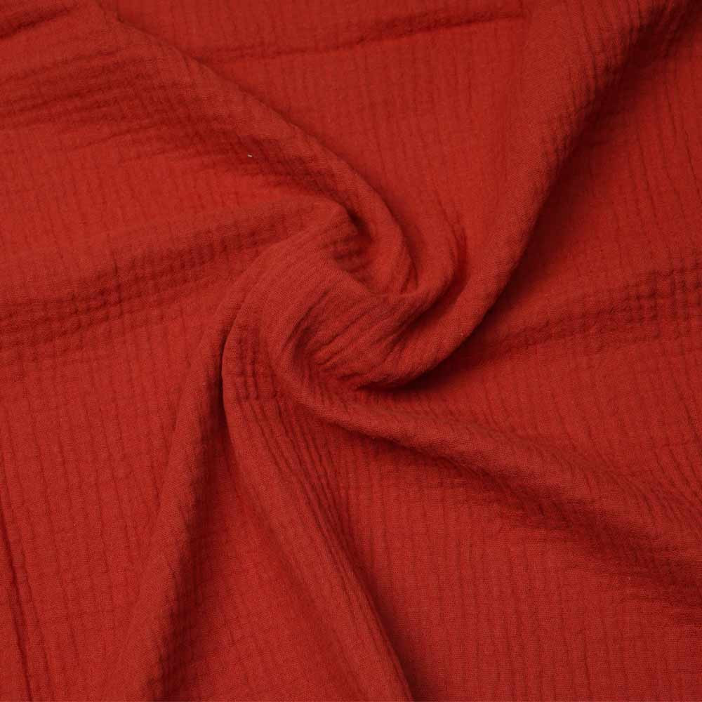 tissu double gaze de coton red claye | Pretty Mercerie | mercerie en ligne