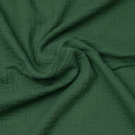 tissu double gaze de coton vert myrthe | Pretty Mercerie | mercerie en ligne
