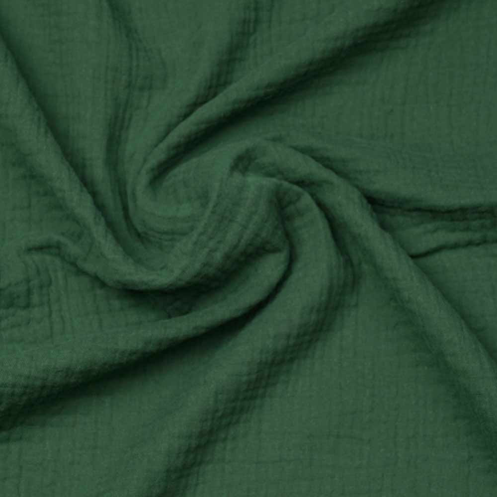 tissu double gaze de coton vert myrthe | Pretty Mercerie | mercerie en ligne