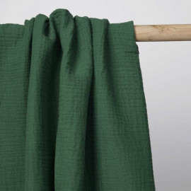 tissu double gaze de coton vert myrthe | Pretty Mercerie | mercerie en ligne