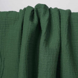 tissu double gaze de coton vert myrthe | Pretty Mercerie | mercerie en ligne