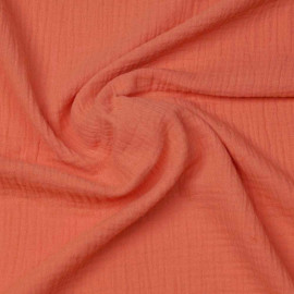 tissu double gaze de coton corail sucré | Pretty Mercerie | mercerie en ligne