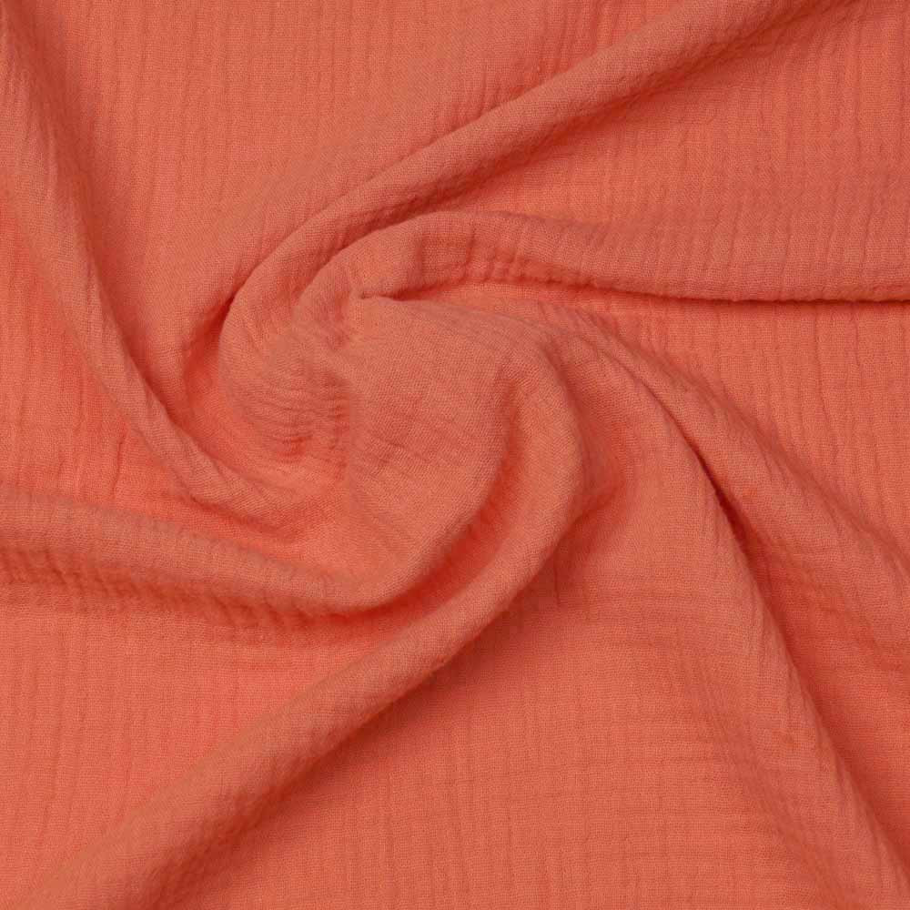 tissu double gaze de coton corail sucré | Pretty Mercerie | mercerie en ligne