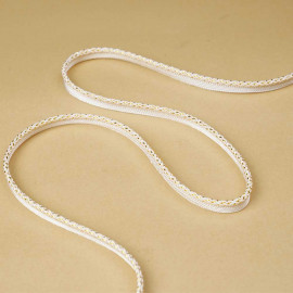 passepoil blanc cassé tressé de fils dorés | Pretty Mercerie | mercerie en ligne