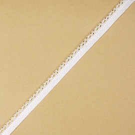 passepoil blanc cassé tressé de fils dorés | Pretty Mercerie | mercerie en ligne