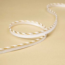 passepoil blanc cassé tressé fil doré | Pretty Mercerie | mercerie en ligne