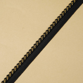 passepoil noir tressé chevron doré | Pretty Mercerie | mercerie en ligne