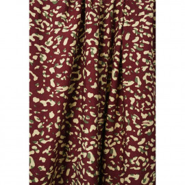 Tissu viscose bordeaux à motif léopard vanille et kaki |Pretty Mercerie | mercerie en ligne