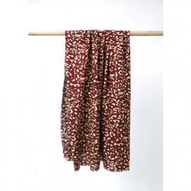 Tissu viscose bordeaux à motif léopard vanille et kaki |Pretty Mercerie | mercerie en ligne