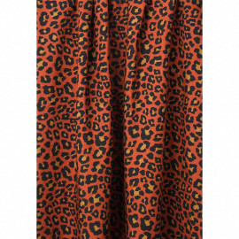 Tissu viscose orange rust à motif léopard noir et caramel |Pretty Mercerie | mercerie en ligne