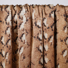 Tissu satiné marron à motif serpent noir et beige | Pretty Mercerie | mercerie en ligne