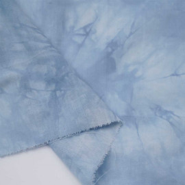 Tissu coton tie and dye bleu ciel et blanc | Pretty Mercerie | Mercerie en ligne