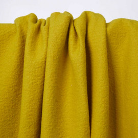 Tissu drap de laine bouillie  moutarde | pretty mercerie | mercerie en ligne