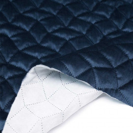 Tissu matelassé velours bleu marine à motif graphique / pretty mercerie / mercerie en ligne