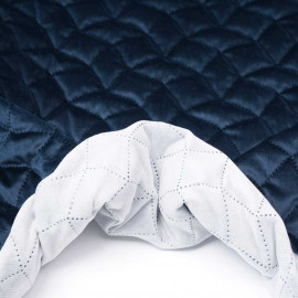 Tissu matelassé velours bleu marine à motif graphique / pretty mercerie / mercerie en ligne