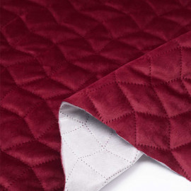 Tissu matelassé velours rouge garnet à motif graphique / pretty mercerie / mercerie en ligne