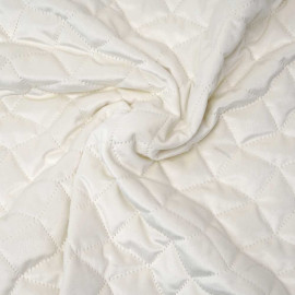 Tissu matelassé velours blanc cassé à motif graphique | pretty mercerie | mercerie en ligne