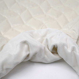 Tissu matelassé velours blanc cassé à motif graphique | pretty mercerie | mercerie en ligne
