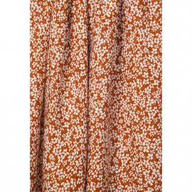 Tissu viscose caramel à motif petite marguerite blanc cassé | pretty mercerie | mercerie en ligne
