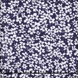Tissu viscose bleu marine à motif petite marguerite blanche | pretty mercerie | mercerie en ligne