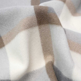 Tissu drap manteau à carreaux gris, blanc cassé et beige | Pretty mercerie | mercerie en ligne