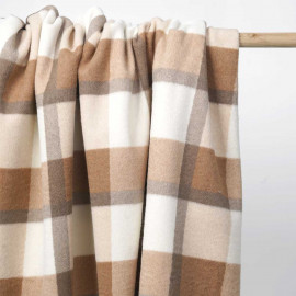 Tissu drap manteau à carreaux beige et blanc cassé | Pretty mercerie | mercerie en ligne