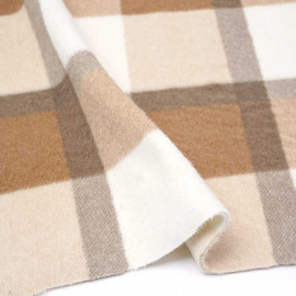 Tissu drap manteau à carreaux beige et blanc cassé | Pretty mercerie | mercerie en ligne