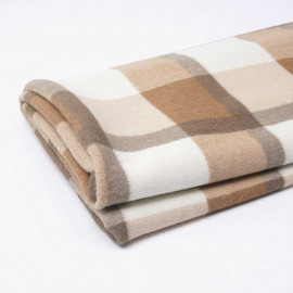 Tissu drap manteau à carreaux beige et blanc cassé | Pretty mercerie | mercerie en ligne