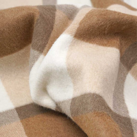 Tissu drap manteau à carreaux beige et blanc cassé | Pretty mercerie | mercerie en ligne