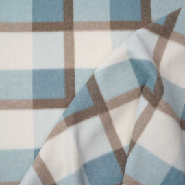 Tissu drap manteau à carreaux bleu et beige | Pretty mercerie | mercerie en ligne