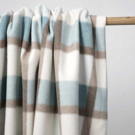 Tissu drap manteau à carreaux bleu et beige | Pretty mercerie | mercerie en ligne