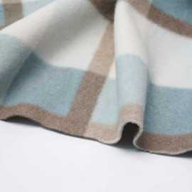 Tissu drap manteau à carreaux bleu et beige | Pretty mercerie | mercerie en ligne
