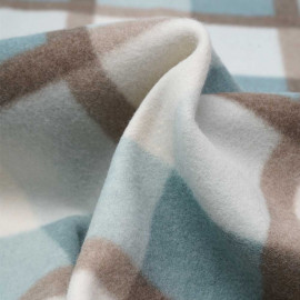 Tissu drap manteau à carreaux bleu et beige | Pretty mercerie | mercerie en ligne