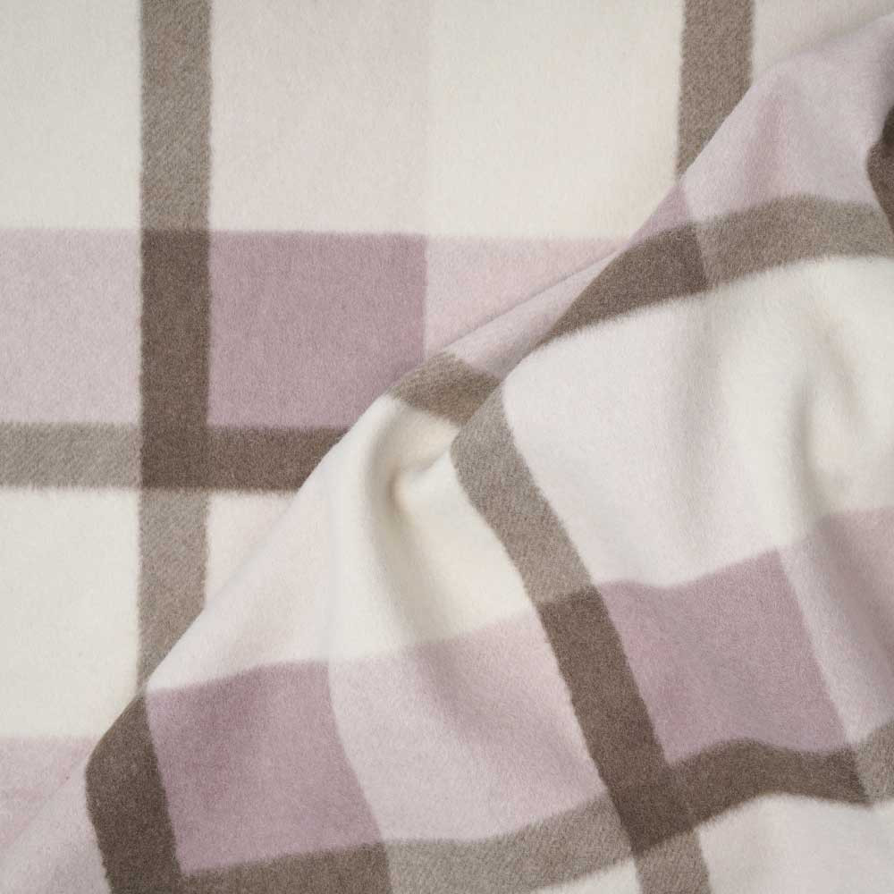 Tissu drap manteau à carreaux lavande, blanc cassé et beige | Pretty mercerie | mercerie en ligne