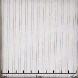 Tissu coton blanc cassé à motif rayures dorées | pretty mercerie | mercerie en ligne