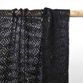 Tissu dentelle noir folk flower | pretty mercerie | mercerie en ligne