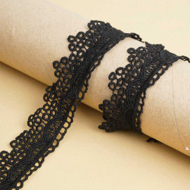 Ruban guipure noir à motif petits cercles | pretty mercerie | mercerie en ligne